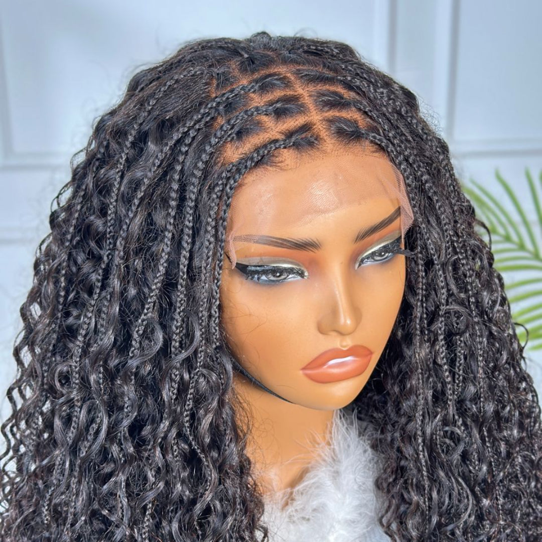 Braided Muse hand-crafted closure braid wig in natural black