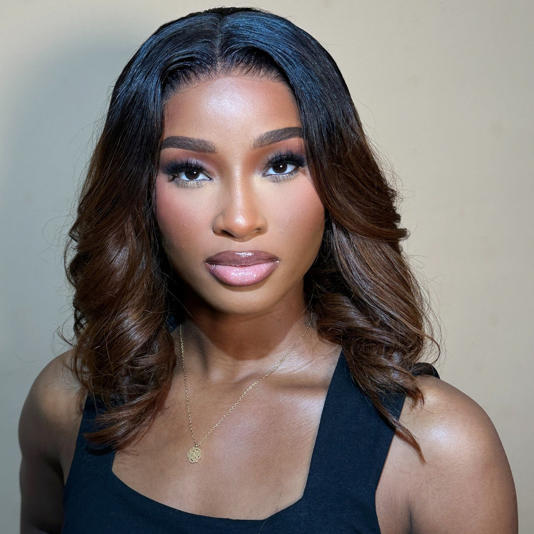 Caramel Kiss glueless body wave lace closure wig in caramel brown