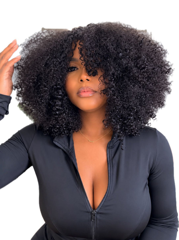 Cleo Curly Fringe Glueless Wig | 100% Virgin Human Hair