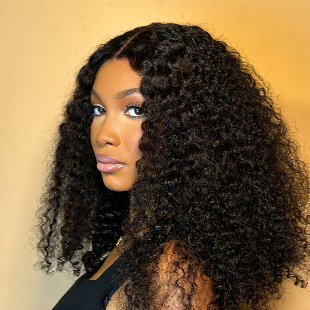 20 inch curly raw human hair wig with 5x5 HD lace closure