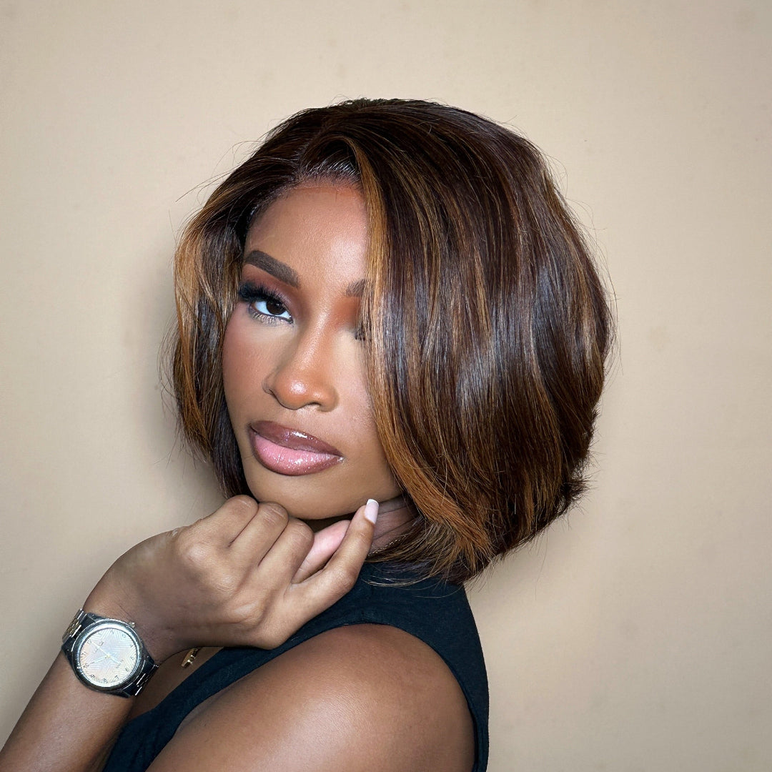 Raw Luxe Pixie Cut glueless wig in natural black raw human hair