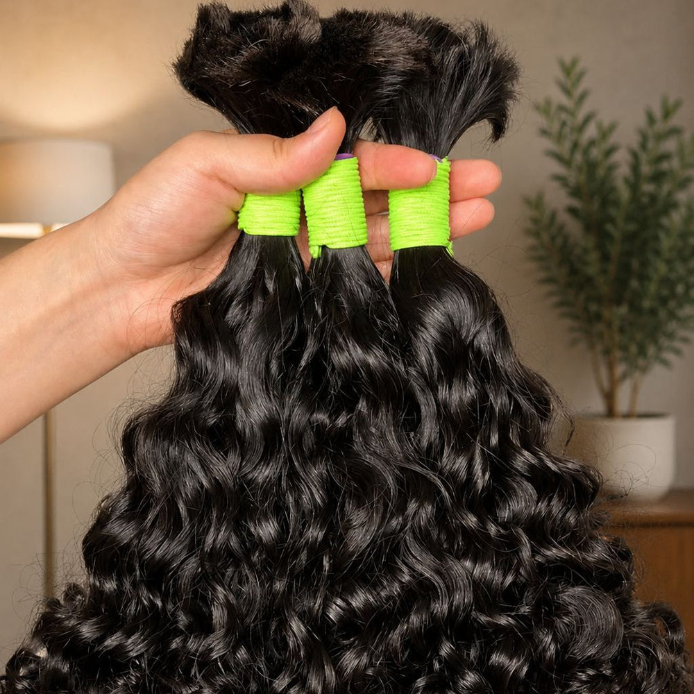 Curly bulk human hair for boho braids and goddess styles