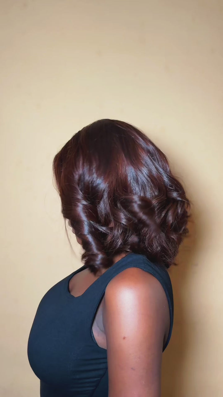 Premium virgin human hair chocolate brown body wave bob wig